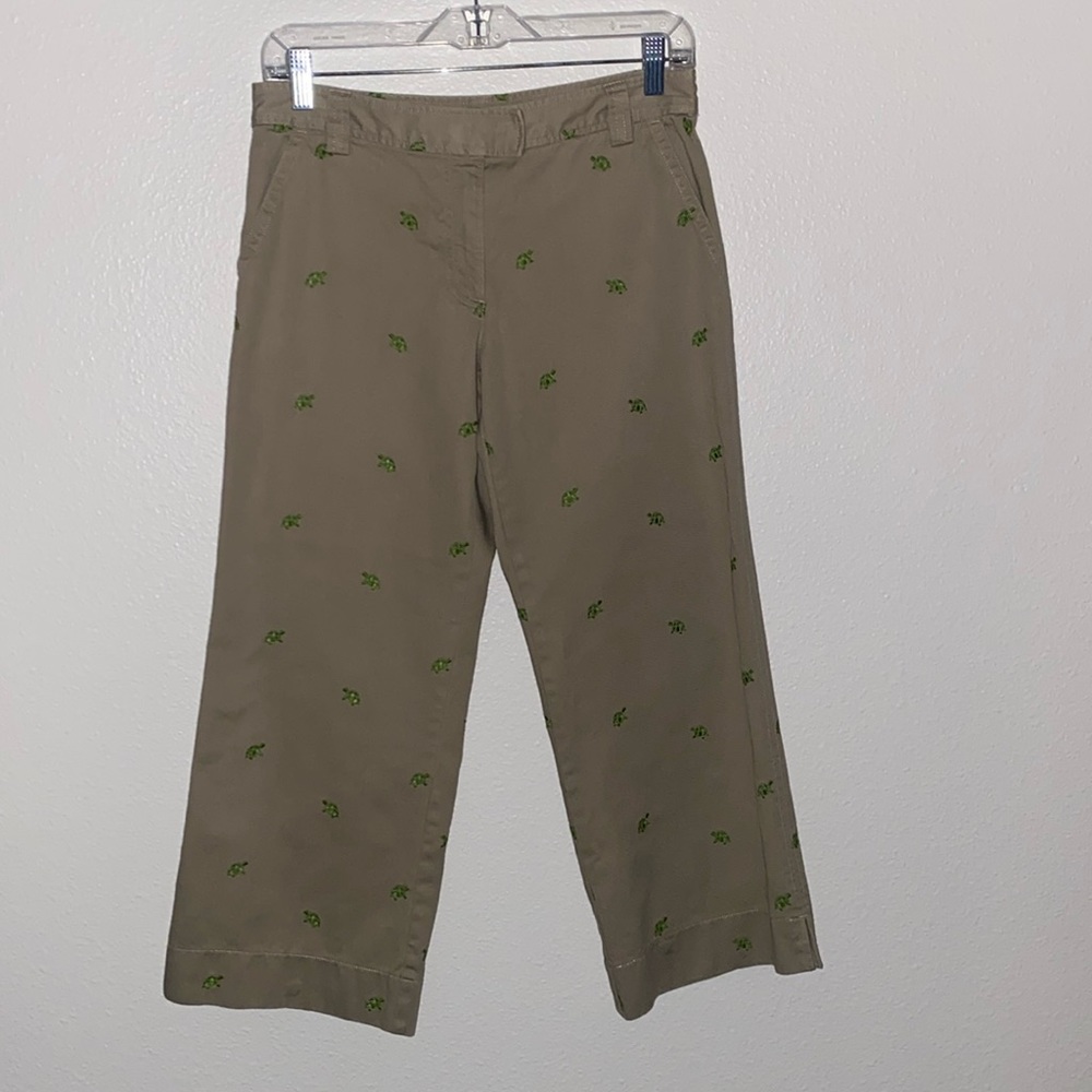 J. Crew Petite Embroidered Turtle Chino Pants